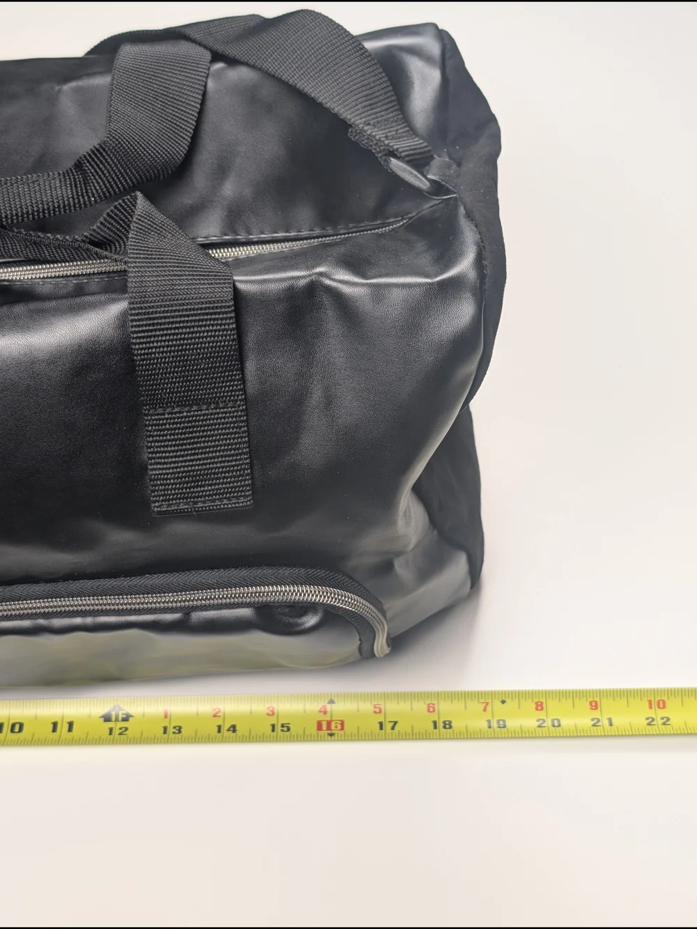 Calvin Klein Fragrances Black Faux Leather Duffle Weekender Gym Travel Bag